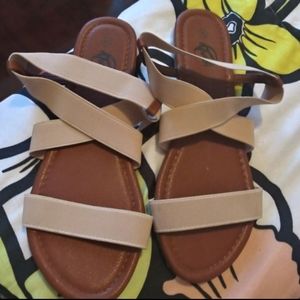 Tan Elastic Sandals!!